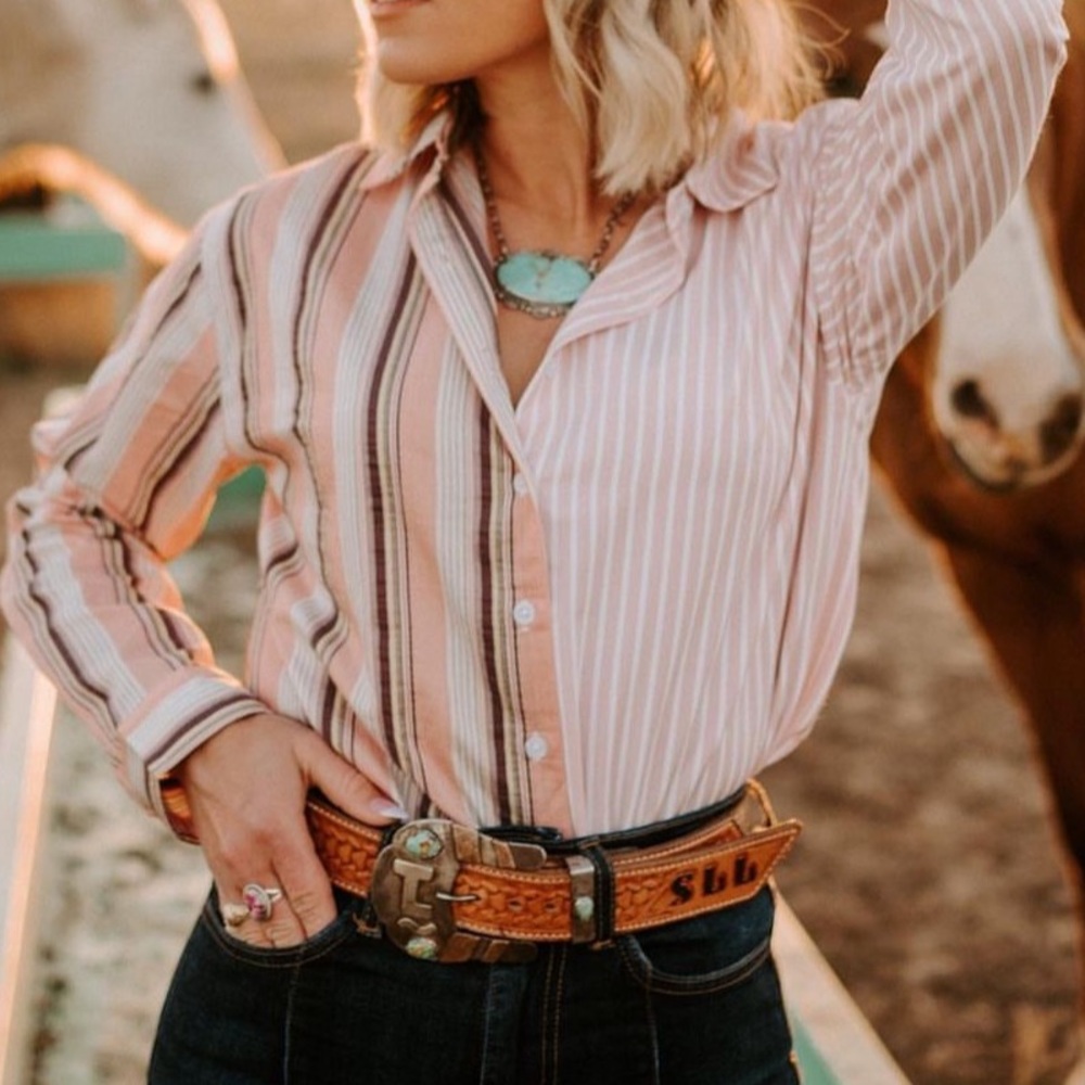 Pink Sutton Striped Shirt L